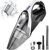 Aspirador de Mano Sin Cable,Recargable Batería con LED Luz,9000Pa Potente Aspirador con Inoxidable Filtro,3 Boquillas para Oficina Hogar y Coche, H-103