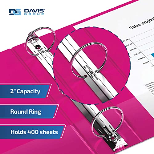 Image of Easyview 3-Ring Binder, Clear-View Cover, 2 inch Round Rings, Pink, 6 Pack