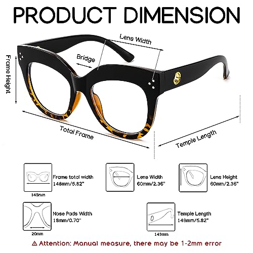 Image of FEISEDY Cat Eye Blue Light Glasses Oversized Vintage Chunky Computer Glasses for Women Hipster Party B0026
