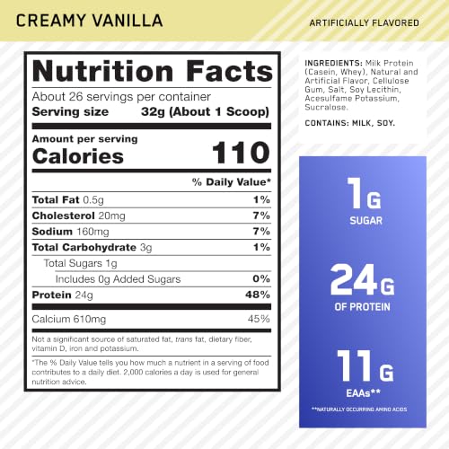 Optimum Nutrition Essential Protein Powder, Creamy Vanilla, 1.8LB - image 6