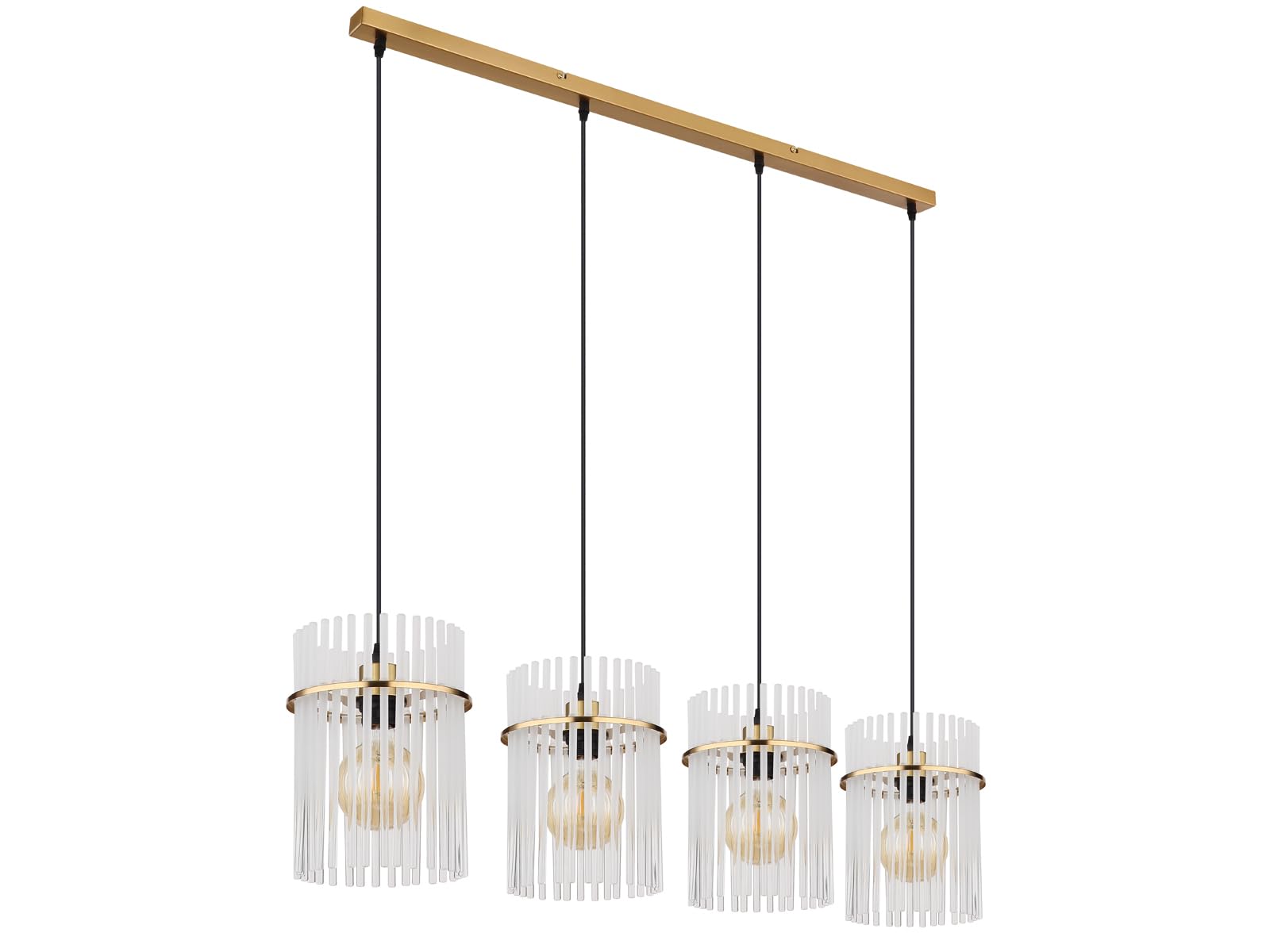 Globo Pendelleuchte in Gold mit vier Glas Lampenschirmen, Breite 110cm |