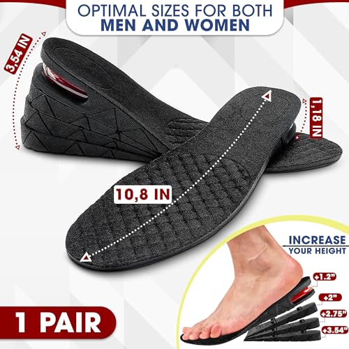 Image of 4-Layer Height Increase Insoles for Men and Women - Adjustable Height Boosters with PVC Layers Up to 3.54 inch / 9cm, Trim-to-Fit Comfort, Firm Fit for US Sizes 4.5-9 - Shoe Lifts Men for Event & Work Use