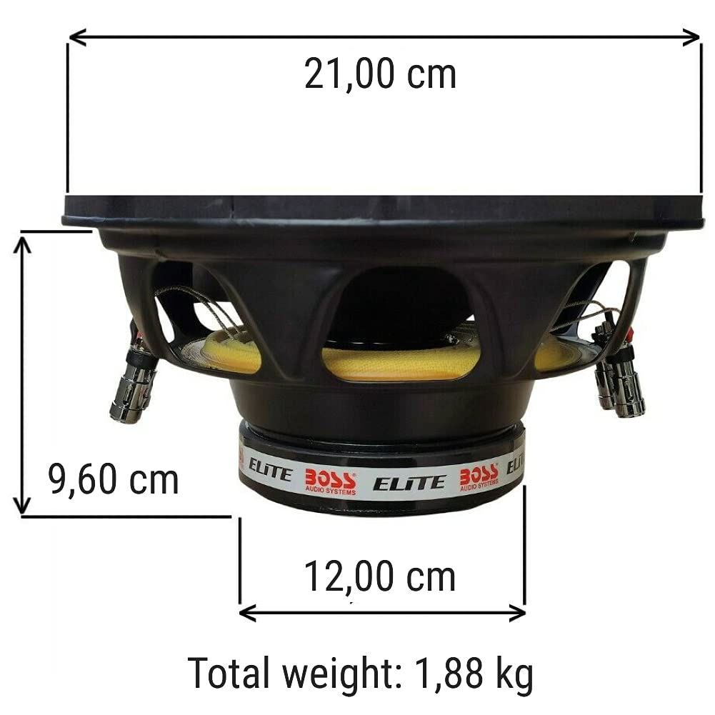 Subwoofer 1 x Audio Systems Elite BE8D 20,00 cm 200 mm 8" diametro doppio bobina dvc 4+4 ohm 300 Watt rms 600 Watt Max 83 DB, 1 pezzo