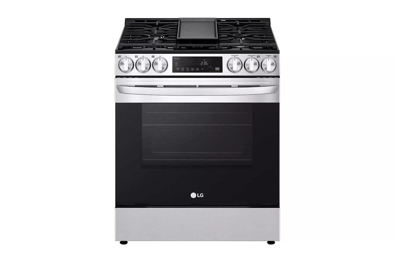 30 in. 5.8 cu. ft. Slide in Smart Gas Range with 5 Burners in PrintProof Stainless Steel