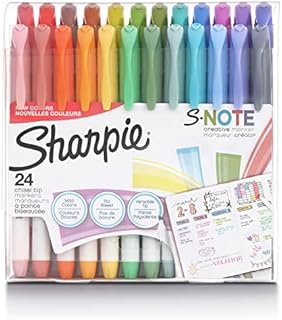 SHARPIE S-Note Creative Markers, Highlighters, Assorted Colors, Chisel Tip, 24 Count