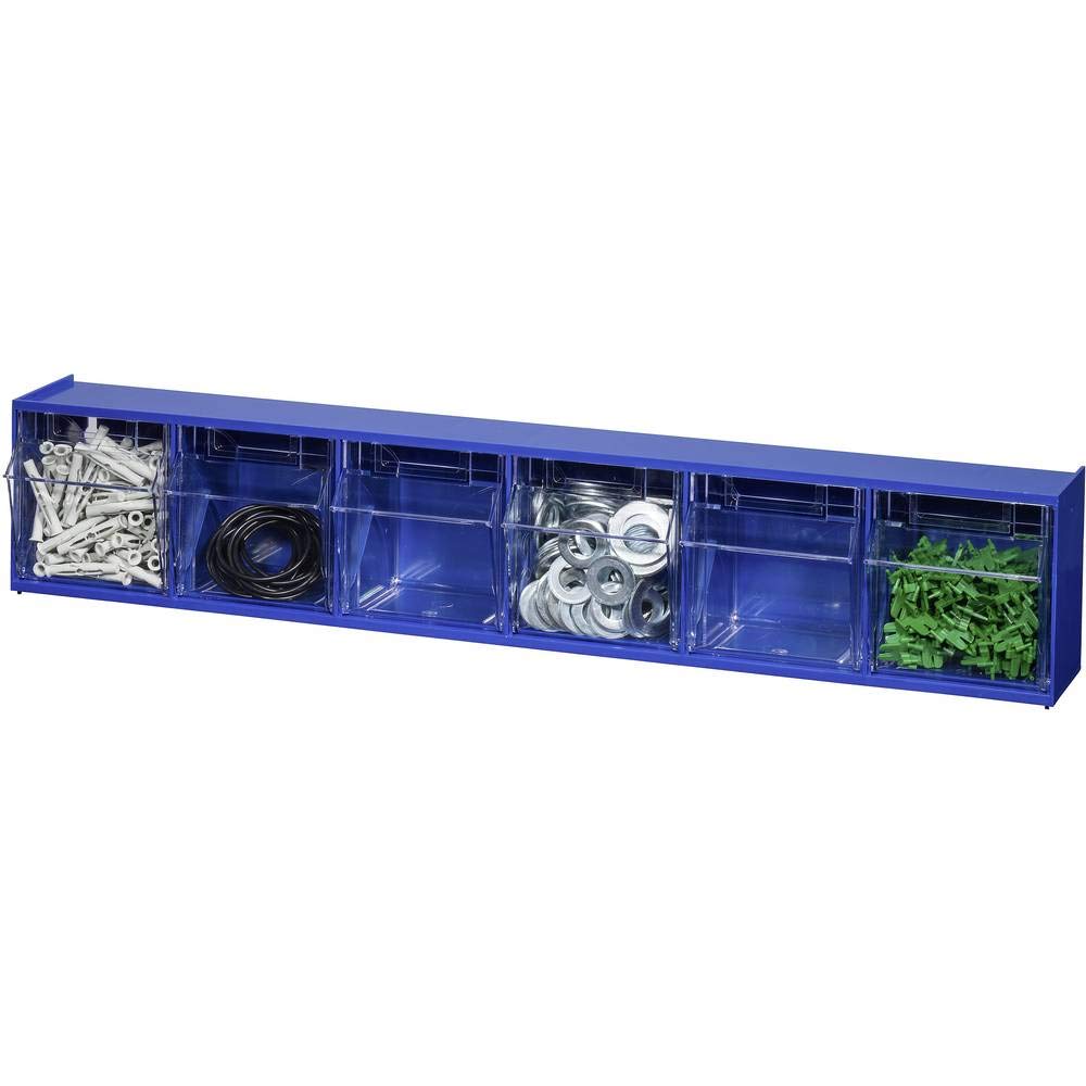 Allit 464440 VarioPlus ProFlip 6 składany magazynek skrzynkowy (szer. x wys. x gł.) 600 x 115 x 95 mm niebieski, przezroczysty