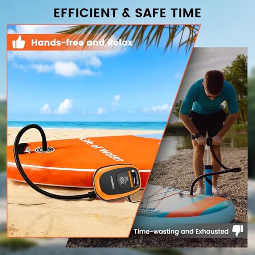 Image of Paddle Board Electric Pump, High Pressure SUP Pump with Inflation & Deflation, Auto-Off, Portable Air Pump for Inflatables and Kayaks
