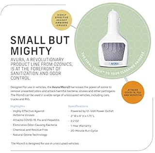 Micro3 Ozone Generator Air Purifier for Cars, Trucks, RVs, UTVs, Boats | Car Odor Eliminator and Air Freshener to Deodorize & Remove Smoke, Pet, Musty Odors (White)