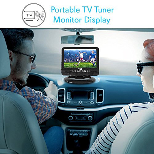 9 Inch Portable Widescreen TV - Smart Rechargeable Battery Wireless Car Digital Video Tuner, 800x480p TFT LCD Monitor Screen w/ Dual Stereo Speakers, USB, Antenna, Remote, RCA Cable - Pyle PLTV9553