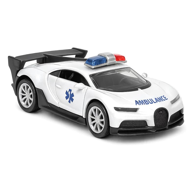 Image of Diecast Toy Car for kids 1:36 Scale Model Metal Pull Back Sports Car Boys | Pull Back Action, Emergency Vehicle, Openable Doors, Mini Metal Model, For Boys & Girls