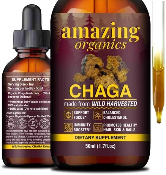 Chaga Mushroom Drops - Potent Extract for Natural Wellness, Easy-to-Use, Vegan Formula