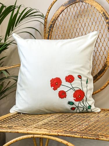 Image of Blooming Garden Printed Cushion Cover, Decorative Throw Pillow Cover for Sofa Couch Bedroom, Hidden Zipper Closure, Pack of 1