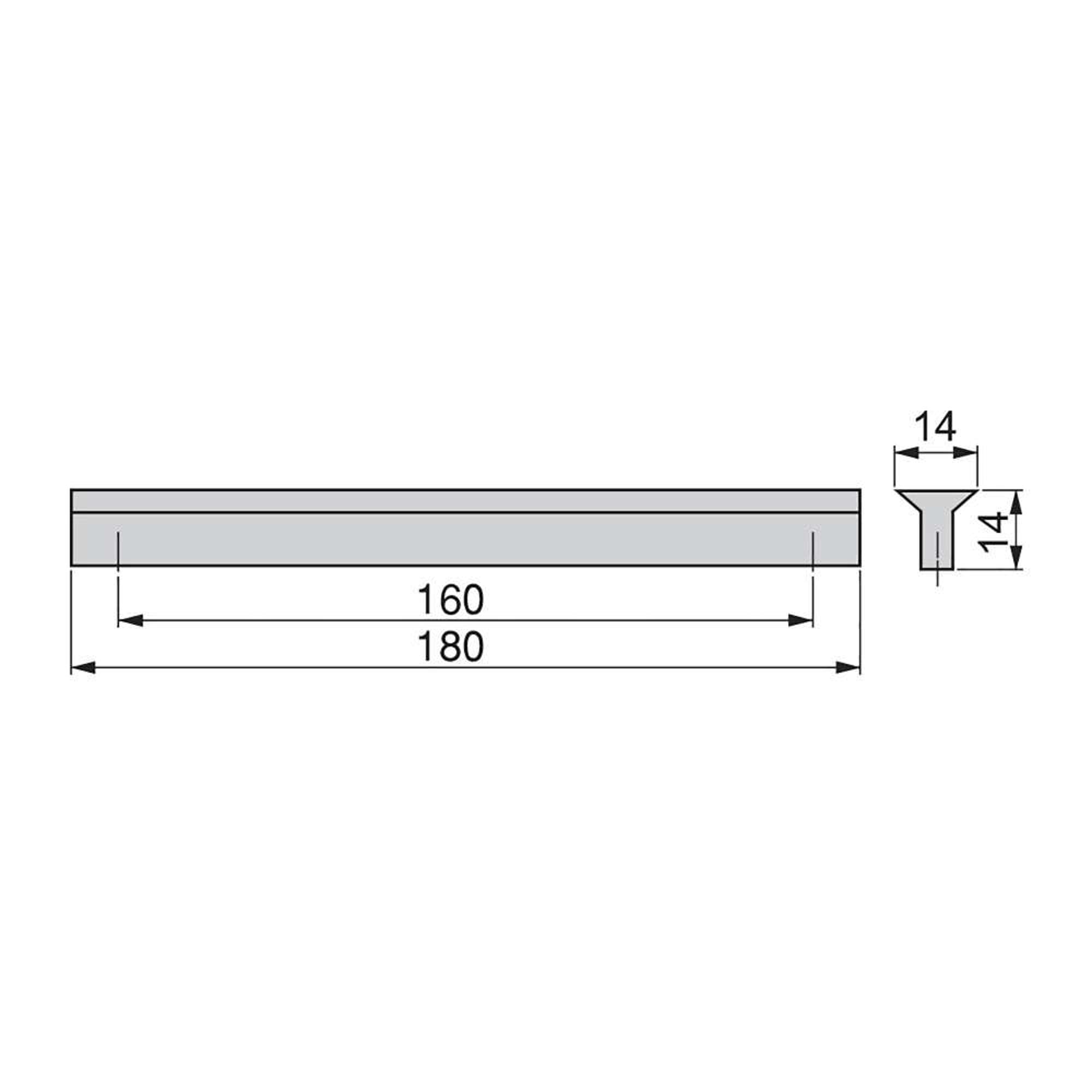 Emuca 9165962 Maniglia per mobile, CC 160mm, Alluminio, Anodizzato opaco, Set di 25