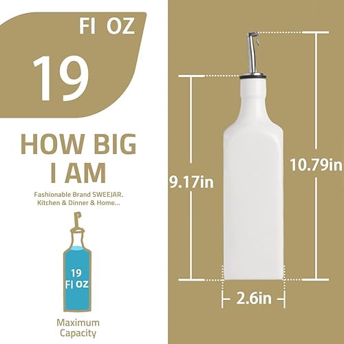 Miniatura 10 de Sweejar Botella dispensadora de aceite de oliva de cerámica de 19 onzas líquidas con boquilla, dispensador grande de aceite para cocina, aceite de