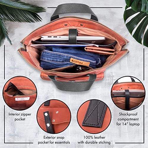 Orna's Leather Art | Swan Everyday Leather Backpack For Women. Practical, Stylish And Spacious Women’s Bag. Real Leather In A Chic Backpack And Contemporary Design (R. Cognac) #TOP2