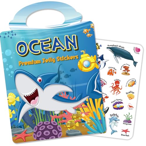 Reusable Sticker Book for Toddlers 3-6, Jelly Stickers for Kids,