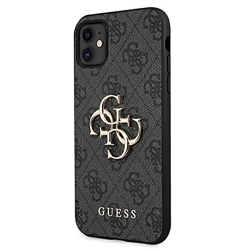GUESS GUHCN614GMGGR - Cover per iPhone 11 6,1", colore: Grigio 4G, logo Big Metal