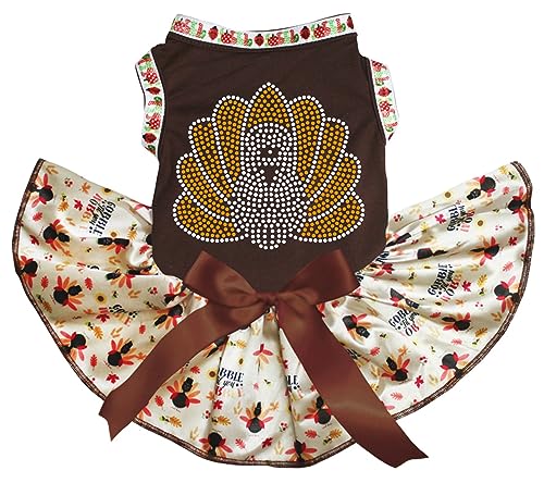 Robe pour chiot à strass chic : la tenue de fête marron pour petit chien