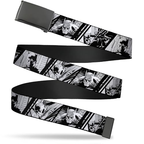 Buckle-Down DC Comics Belt, Flip Web Belt Batman Hush Pose Sketches Black White, 1.0 Inch Wide, Youth up to Size 20