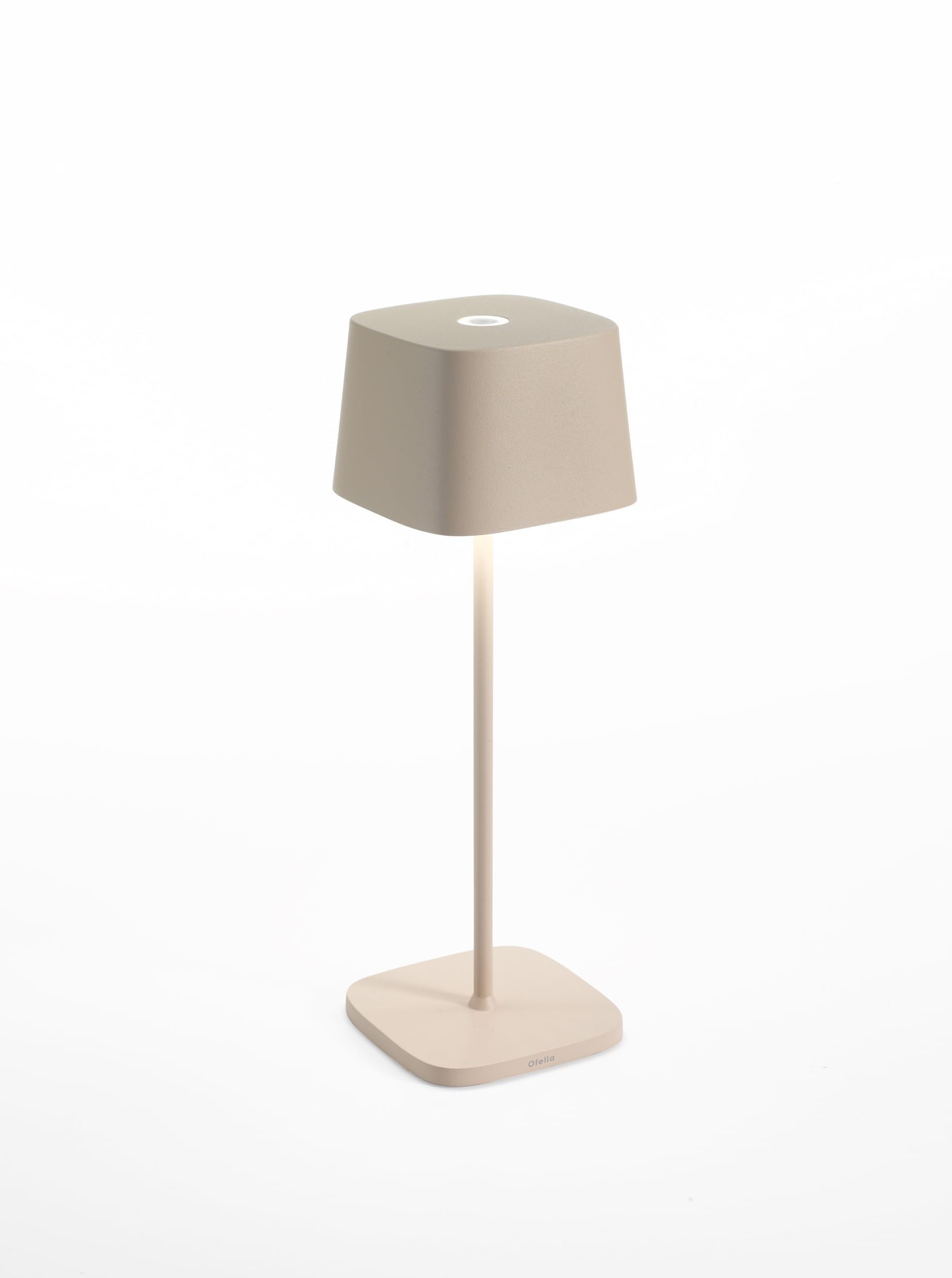 Zafferano, Lampa Ofelia, Zasilana Akumulatorowo Bezprzewodowa Lampa Stołowa ze Sterowaniem Dotykowym, Również Jako Lampa Zewnętrzna, Ściemniacz, 2200-3000 K, Wysokość 29 cm, Kolor Piaskowy
