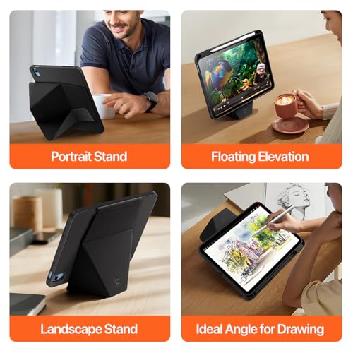 Image of ProElite Versatile Tablet Stand case for Apple iPad A16 10th /11th Gen Case, Smart flip Case with Stable Stands with Pencil Holder for iPad A16 10th /11th Gen, Black