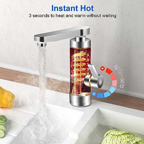 Sofortiger Elektrischer Wasserhahn, Elektrischer Warmwasserbereiter-Wasserhahn, LCD-temperaturanzeige, 360° Gemischt, Drehbarer Küchenarmatur, Sofortiger Warmwasserbereiter-Wasserhahn