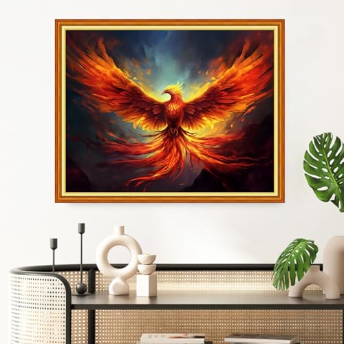 Image of Redxing Stamped Cross Stitch Kits Full Range of Embroidery Starter Kits- Needlepoint Counted Cross Stitch Kits for Beginner Adults 11CT Printed Embroidery Kit-Auspicious Phoenix 16x20 inch