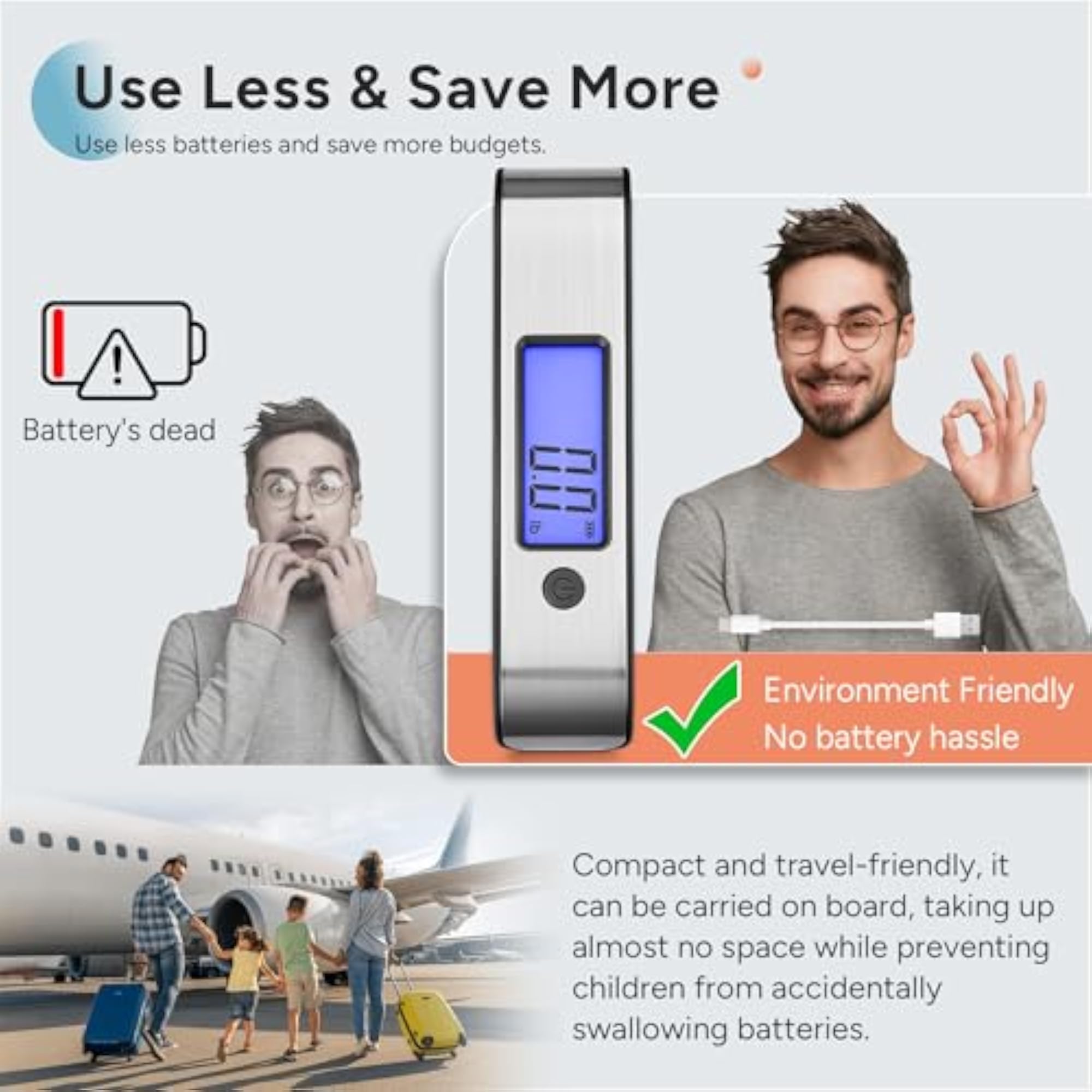 Rechargeable Luggage Scale with USB-C Charging