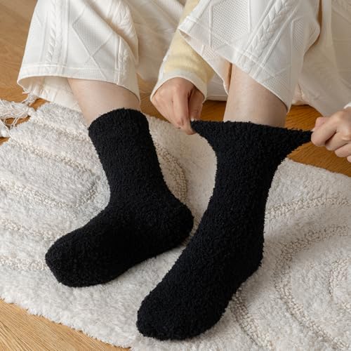 Fuzzy Socks for Women, Winter Slipper Socks for Women 5 Pairs Business | Warm Fuzzy Socks Cozy Sock for Women Perfect for Winter Holiday House Indoor‑Outdoor Use - image 3
