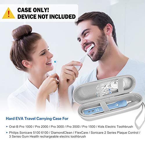 ProCase Elektrische Zahnbürste Etui für Oral B/Oral-B Pro/Oral-B iO Series/Philips Sonicare Electric Toothbrush Hülle Oral B Reiseetui Elektrischer Zahnbürstenhalter Travel Case -Silber 3
