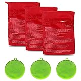 3 Stück Mikrowellen-Kartoffelbeutel-Set, mit 3 Stück Silikon-Gemüsebürste, wiederverwendbaren, gebackenen Kartoffelbeutel und Mehrzweck-Silikon-Schwamm (grün)