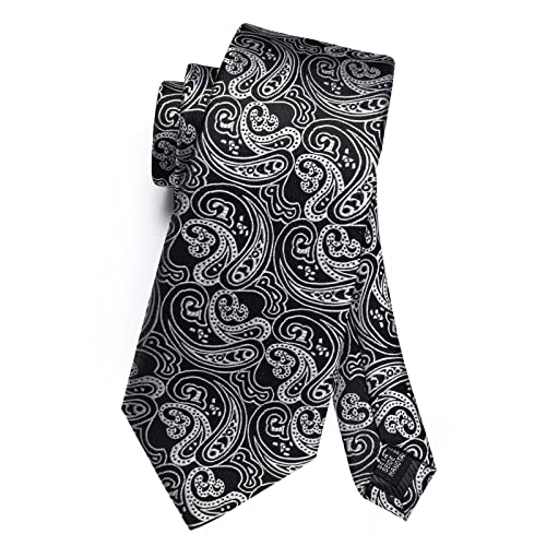 Image of DiBanGu Mens Paisley Tie Set Silk Woven Jacquard Necktie and Pocket Square Cufflinks Gift Set for Wedding Bussiness