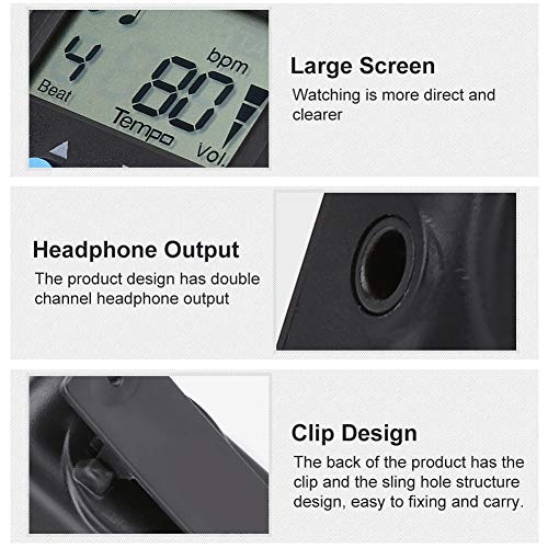 Annadue Mini metrônomo, metrônomo digital, temperatura do metrônomo, som nítido e alto digital LCD c