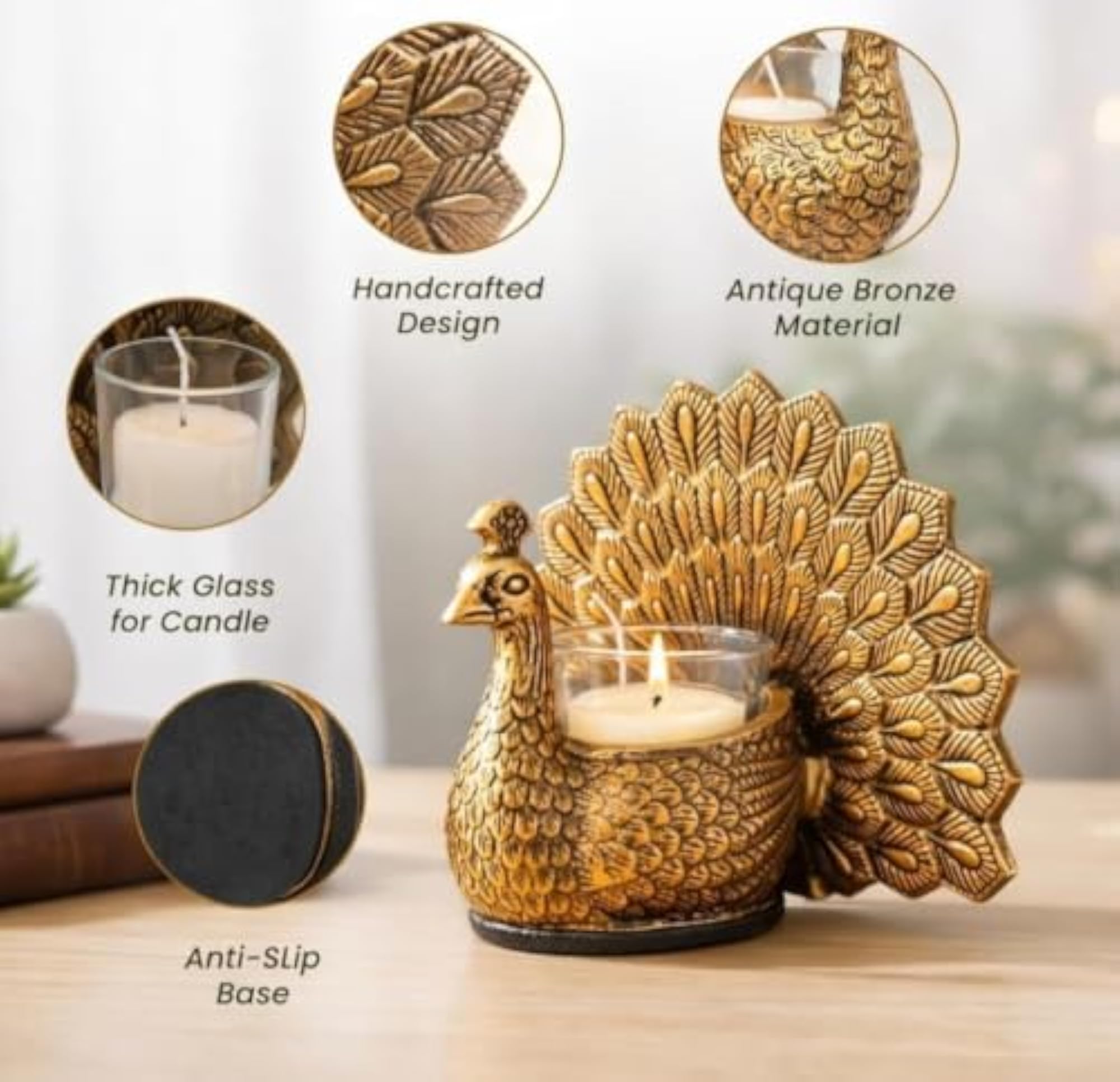 Global Dancing Peacock Decorative Showpiece for Home Decor