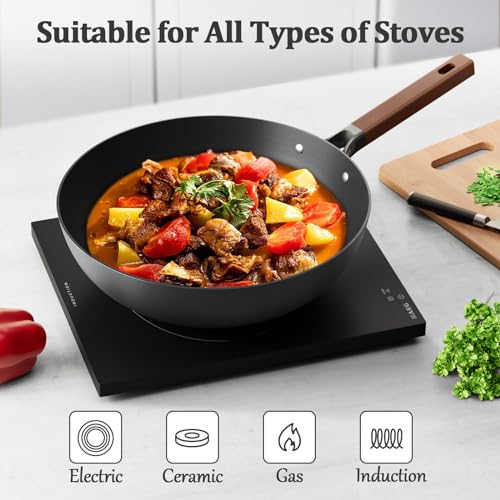 Xdvdv Carbon Steel Wok with Lid - 13.5" Woks & Stir-Fry Pans with Flat Bottom - No Coating, Preseasoned, Suitable for All Cooktops — Electric, Induction, Gas Stoves by Xdvdv - Image 5