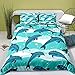 Zestaw Poszewek na Kołdrę - Delfiny Niebieski Zestaw Pościeli Pocieszyciel z Kreskówek z Poszewkami na Poduszki dla Nastolatków Dzieci,Single (135x200cm+1x50x75cm),Green