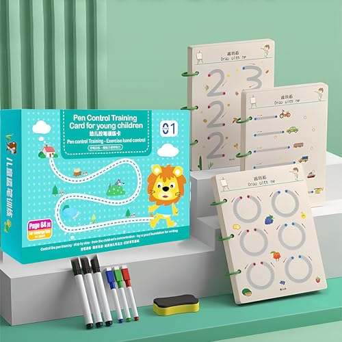 Image of Fennec Mart Magical Tracing Workbook Set 64 Pages Alphabet & Number Writing Practice Book for Kids Reusable Handwriting Pen Control Training for Preschool Learning
