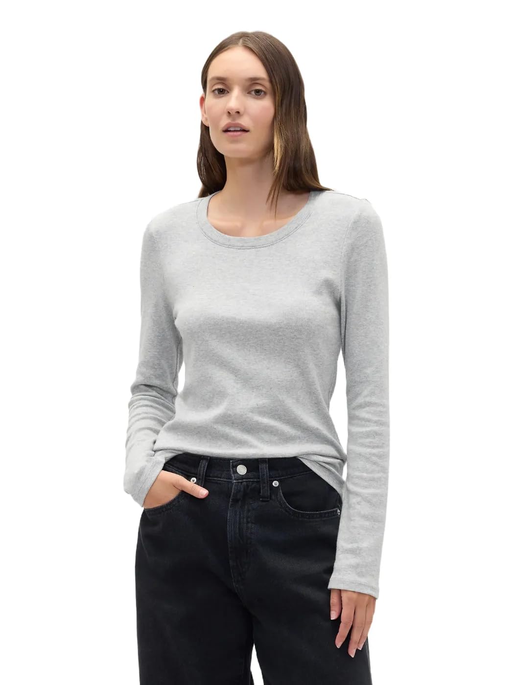 Gap Women's Long Sleeve Crewneck Knit Top, B08, M