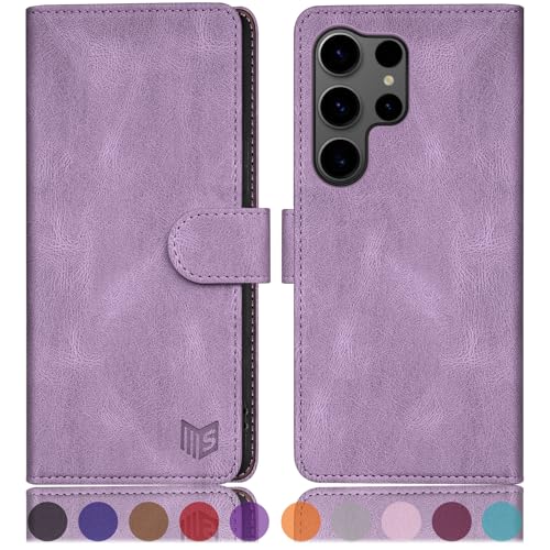SUANPOT Funda para Samsung Galaxy S25 Ultra con Tapa【Bloqueo RFID】de Cuero PU Cierre Magnético，Soporte Plegable，Ranura para Cover para Samsung S25 Ultra Phone Case Lila Violeta