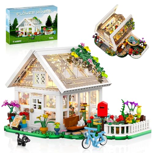 BUILDIFY Flower House Building Set with LED Light, Creative Greenhouse