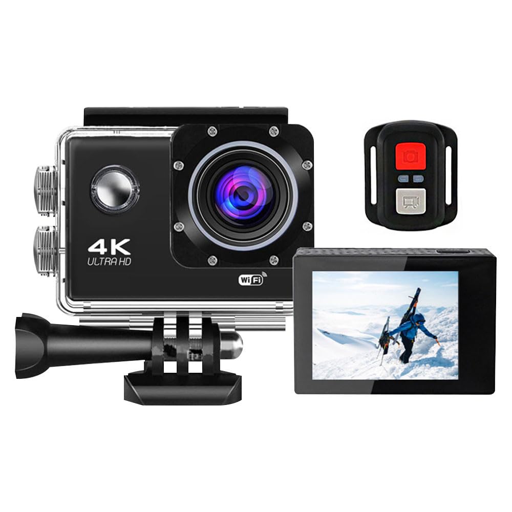 Peppy Action Camera 4K 20MP Ultra HD WiFi Impermeabile Sport Camera, con Grandangolo 140°, Stabilizzazione, Telecomando e Microfono Esterno per Vlogging, Immersioni, Snorkeling e Sport All'aperto