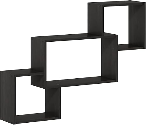 Miniatura 28 de Furinno Estantería radial para esquina de pared, montaje flotante de 3 niveles Roble francés gris/negro.,Espresso / negro,Espresso,Roble