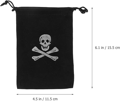 Miniatura 3 de EXCEART 10 Uds. de poliéster negro pirata temático botín tesoro mochilas bolsas con cordón bolsa de almacenamiento bolsa de almacenamiento de regalo