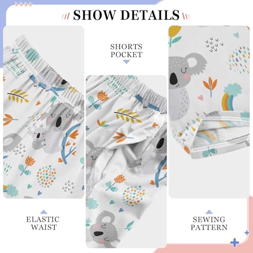 Sleeping Koala Floral Boys Long Pants Soft Trousers Elastic Waist Kids Lounge Bottoms with Pockets S-XL4