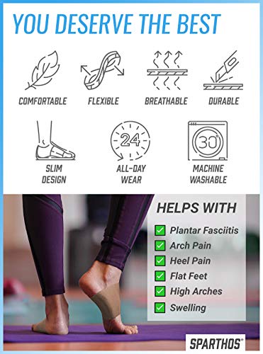 Image of Sparthos Plantar Fasciitis Support - Arch Compression Brace - Foot Feet Brace, Ankle Pain Relief, Night Splint - Shoe Boot Sandals Insert Inserts Insoles - Mens and Womens (Beige-L)