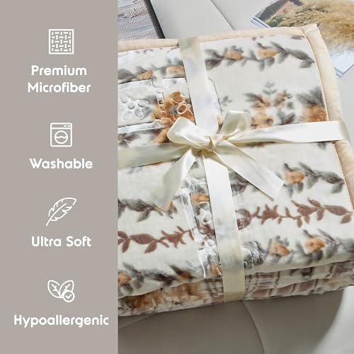 Image of Nestl Korean Mink Blanket Queen Size - 9 Lbs Velvet Fleece Korean Blanket - 2 Ply Warm & Thick Winter Blanket - Wrinkle & Fade Resistant - 79 x 94 Inches (Beige)