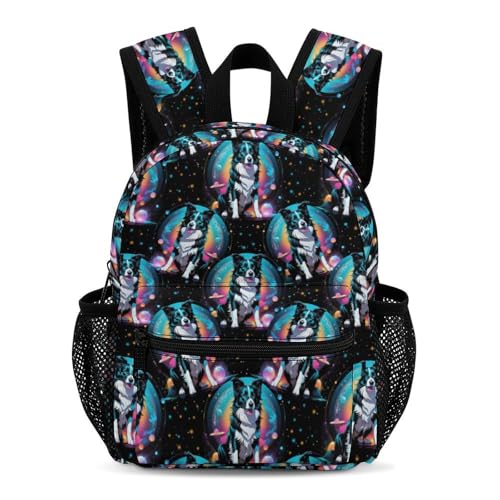 Dog Starry Sky 13 Inch Backpack Lightweight Double Shoulder Bag with Zippers Unisex Daypack