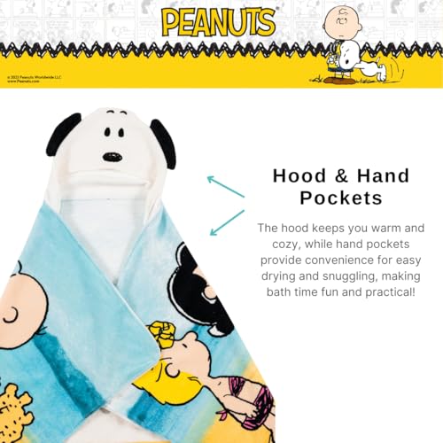 Image of Peanuts Snoopy Kids Super Soft Bath /Pool /Beach Soft Cotton Terry Hooded Towel Wrap, 24 in x 50 in, (Officially Licensed Product) by Franco
