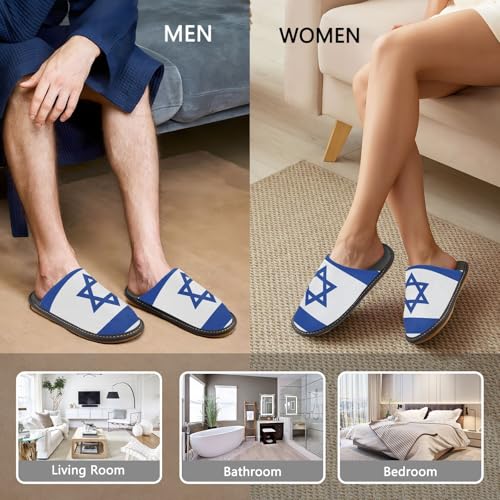 Women's Mens Flag Of Israel Cosy Slip-On Slippers,Casual Comfy Linning Breathable Memory Foam Scuff House Bedroom Shoes Gift for Unisex Indoor/Outdoor Size 4-112
