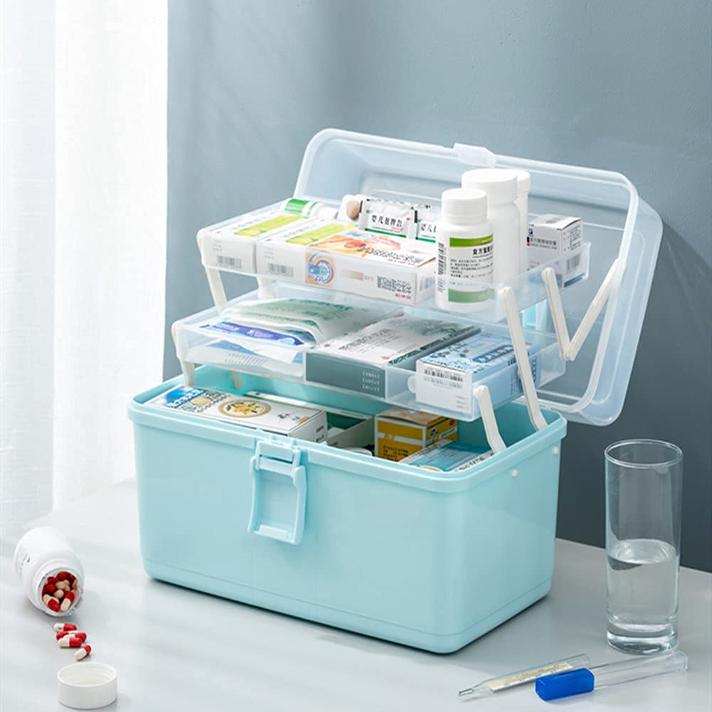 Apteczka pierwszej pomocy Puszka do przechowywania leków w domu Organizator Pudełko z przegródkami Apteczki Białe, s,Apteczka pierwszej pomocy(Blue,L)